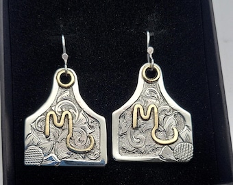 Custom Sterling Silver Cattle Brand Earrings, Ranch Jewelry