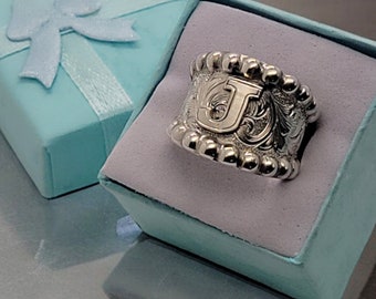 Custom Sterling Silver Brand Ring, Engraved Western Cigar Band, Ranch Jewelry