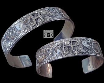 Personalized Sterling Silver Cuff, Custom Ranch Brand Bracelet, Western Jewelry