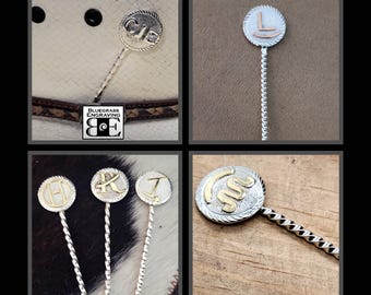 Custom Sterling Silver Western Toothpick, Ranch Brand Initial, Rodeo Gift