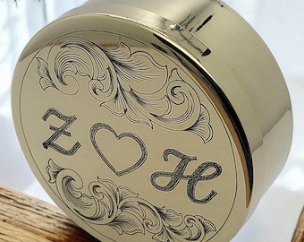 Custom Hand Engraved Brass Dip Can and Lid Set | Personalized Ranch Brand, Initials, Logo