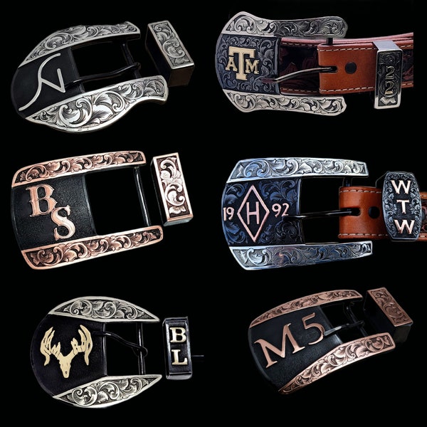 CUSTOM Belt Buckle, Mens Ranger Buckle, 2 Piece, Western Belt Buckle, Cattle Brand, Steel buckle, Personalized, Engraved Mens, Rodeo, Cowboy