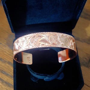 Copper Cuff Bracelet, Men’s Western Bracelet, Hand Engraved Copper Cuff image 4