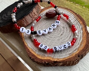CUSTOM Football Team/Player Beaded Bracelets Any Team - Made to Order