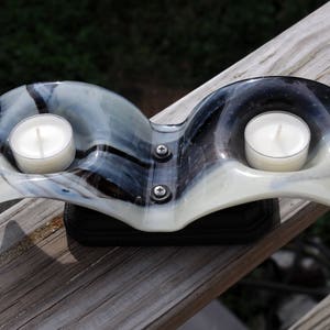 Double Arched Fused Glass Candle Holder