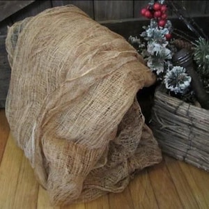 Cheesecloth vintage prim country chic farmhouse decor fabric 2 yards coffee cinnamon delish primitive