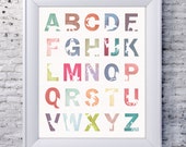 Animal alphabet printable wall art for nursery decor or baby shower gift