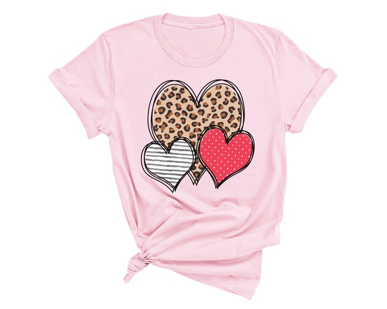 Download Leopard Heart Trio Valentine's Day Cute Graphic T-Shirt | Etsy