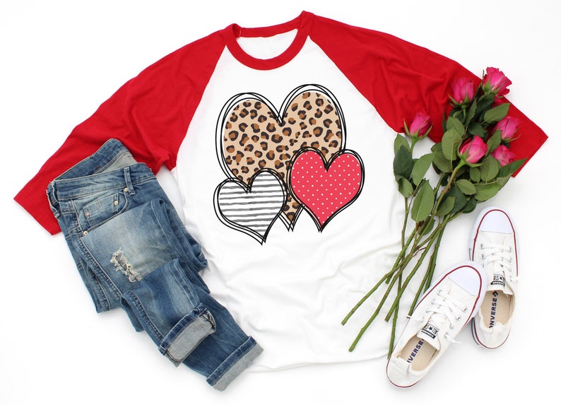 Download Leopard Heart Trio Valentine's Day Cute Graphic T-Shirt | Etsy