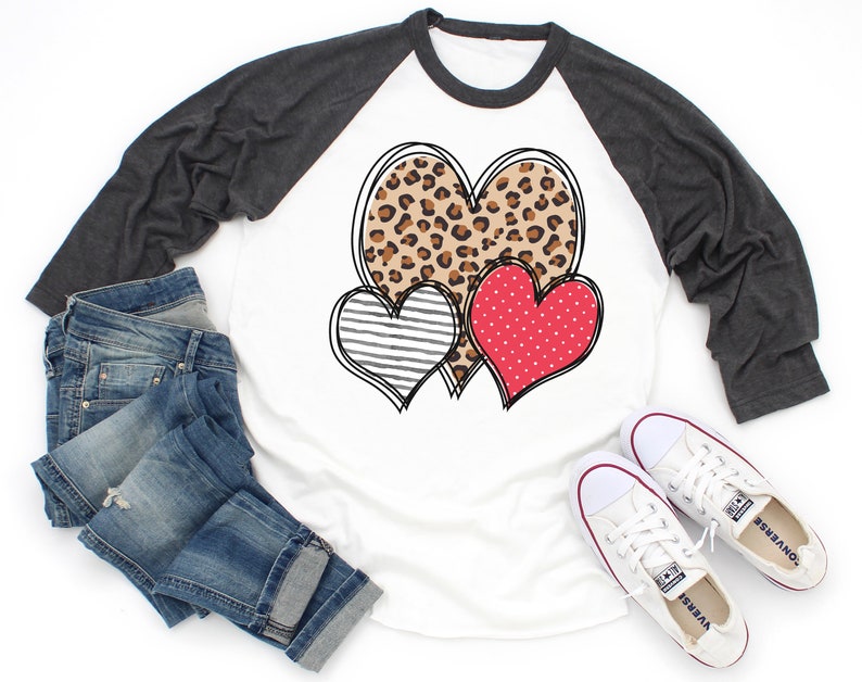 Download Leopard Heart Trio Valentine's Day Cute Graphic T-Shirt | Etsy