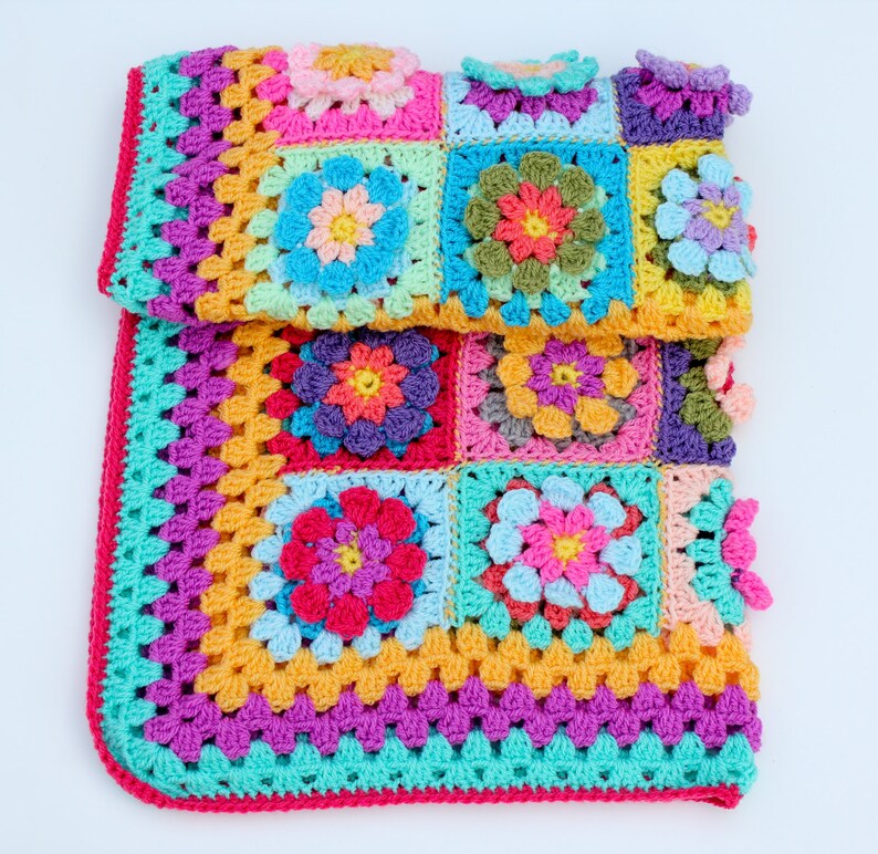 Crochet Flower Blanket Baby Girl Blanket Car Seat Blanket Etsy UK