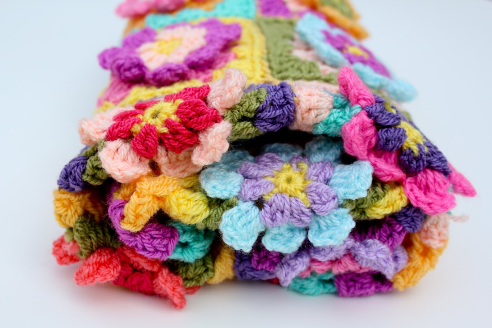 Crochet Flower Blanket, Baby Girl Blanket, Car Seat Blanket, Travel