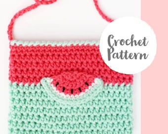 Crochet pattern - kids watermelon purse crochet pattern - watermelon bag - girls purse - dressing up - kids purse