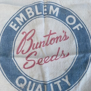 Vintage 40s BUNTON SEED Advertising Canvas Fabric Sack Bag Louisville Kentucky
