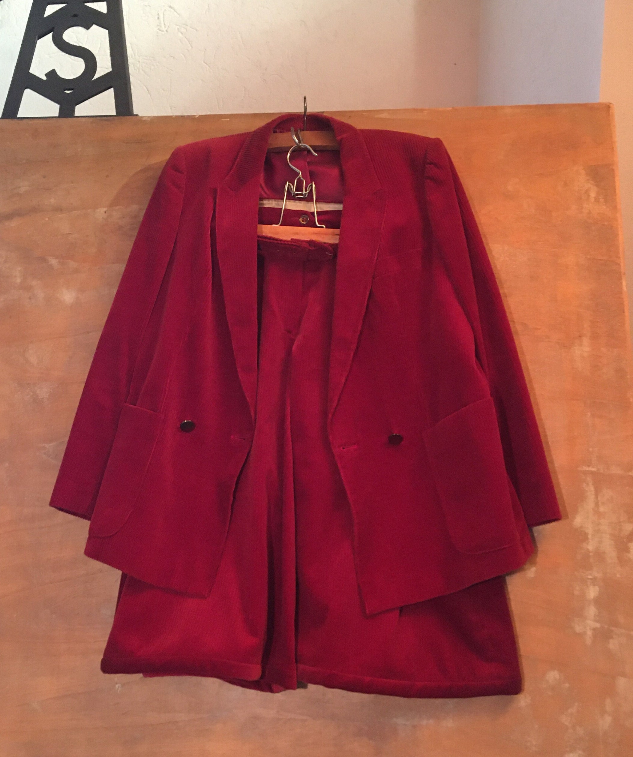 Vintage Red Corduroy Suit Jacket Short 
