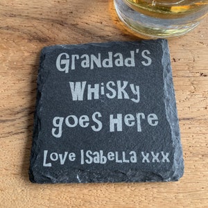 Personalised Grandad's Slate Square Drinks Coaster, Father's Day Gift, Grandpa Gift, Grandad Gift, For the Bar, Birthday Present,