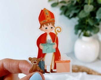 Catholic Saint Sticker, St. Nicholas, Catholic Boy Gift, Catholic Kid Gift, Catholic Stocking Stuffer, St. Nicholas Gift