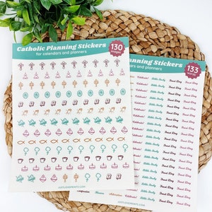 Catholic Planning Stickers, 260+ Catholic Stickers, Catholic Teacher Gift, Catholic Calendar, Catholic Feast Day Stickers, Saint Stickers