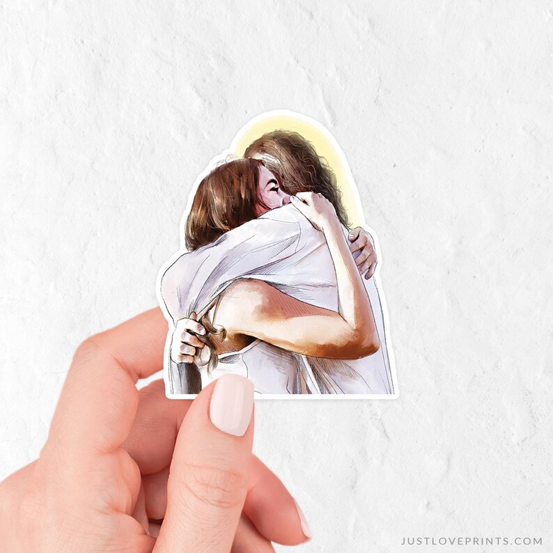 Jesus Hug Vinyl Sticker Catholic Christian Sticker image 1