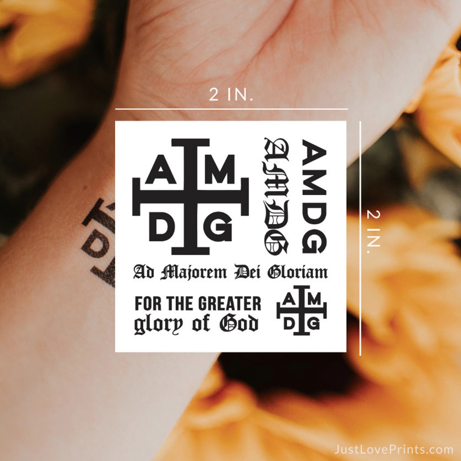 Temporary Tattoos AMDG Collection Catholic Tattoos Etsy