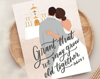 Grant That We May Grow Old Together Greeting Card, Catholic Wedding Card, Catholic Anniversary Card, Catholic Bridal Shower Card