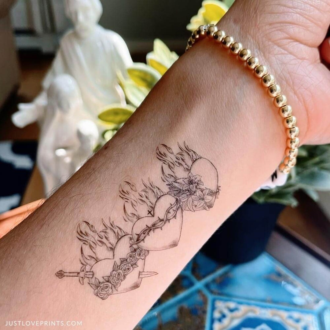 Catholic Tattoo Catholic Party Favor Holy Family Hearts - Etsy Catholic Tattoo Catholic Party Favor Holy Family Hearts - Etsy