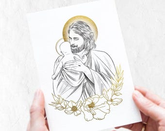 Christian Miscarriage Gift, Jesus Holding Baby Infant Loss, Sympathy Gift Catholic, Catholic Miscarriage Keepsake, Catholic Childloss Gift