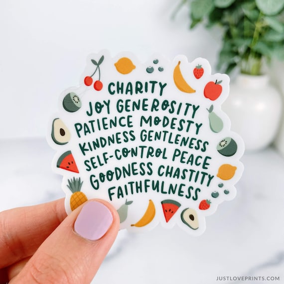 Fruits of the Holy Spirit Vinyl Sticker, Confirmation Gift, Catholic Vinyl Sticker, Christian Sticker, Catholic Teen Gift 