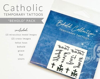 Temporary Tattoos | Behold Collection | Catholic Marian Consecration Tattoos