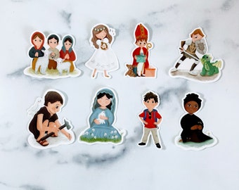 8 Catholic Saint Sticker Bundle, Catholic Communion Gift, Catholic Confirmation Gift, Catholic Kid Gift, Catholic School, Stocking Stuffer