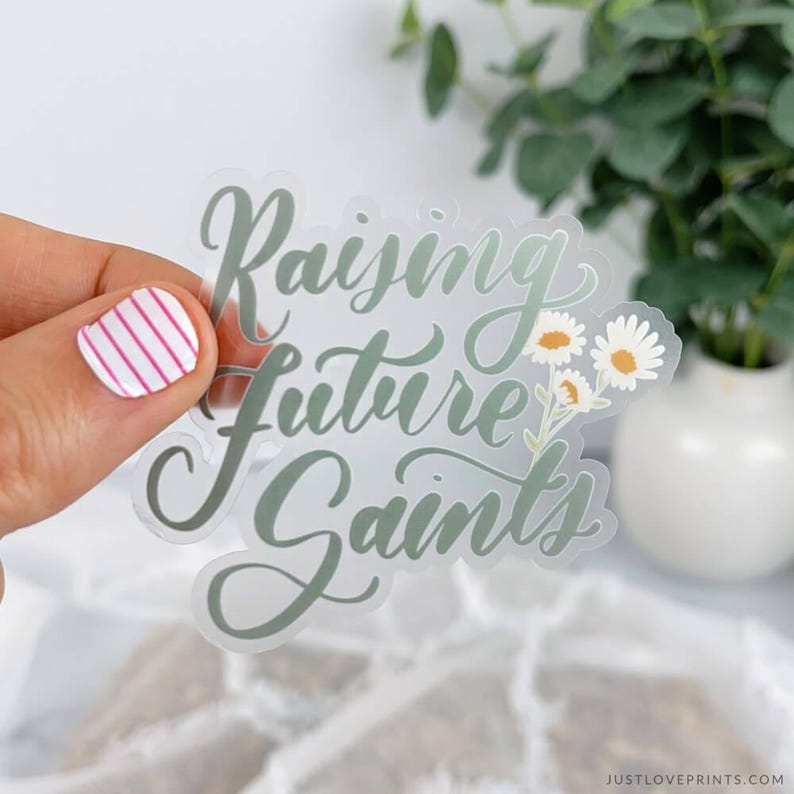 Raising Future Saints Vinyl Sticker, Catholic Mom Gift, Catholic Homeschool, Traditional Catholic Mom, Catholic Woman Sticker image 1