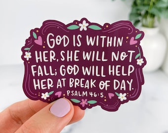 God is Within Her Vinyl Sticker, Catholic Teen Gift, Catholic Daughter Gift, Catholic Friend Gift, Catholic Mothers Day, Catholic Teacher