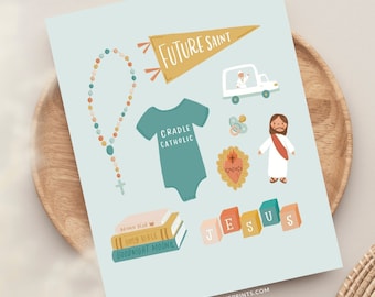 Catholic Baby Greeting Card, Catholic Baby Shower Gift, Catholic Baby Card, Catholic New Baby Gift, Catholic Nursery Decor, Catholic Baptism