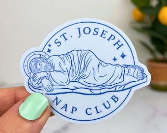 Sleeping St. Joseph Gift, St. Joseph Vinyl Sticker, Catholic Sticker for Men, Catholic Dad Gift, Catholic Mom Gift, Catholic Teen Gift