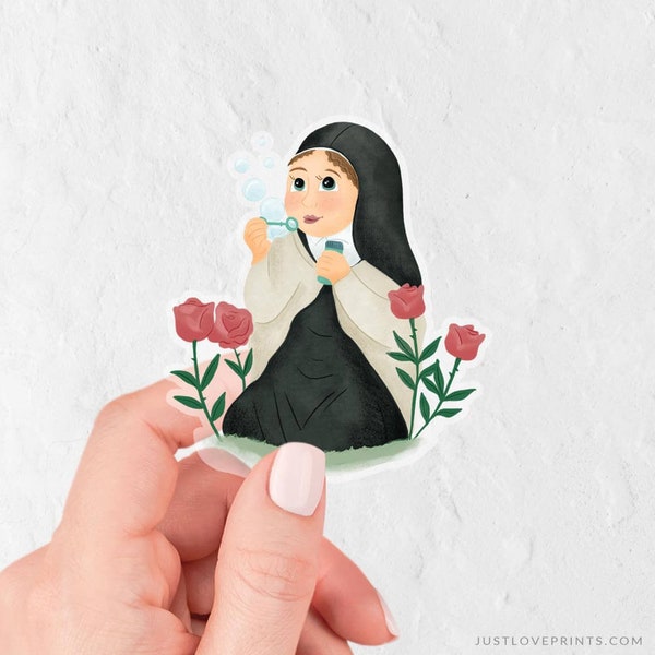 Catholic Saint Stickers, St. Therese Sticker, Catholic Girl Gift, Catholic Youth, Catholic Water Bottle Sticker, St. Therese of Lisieux