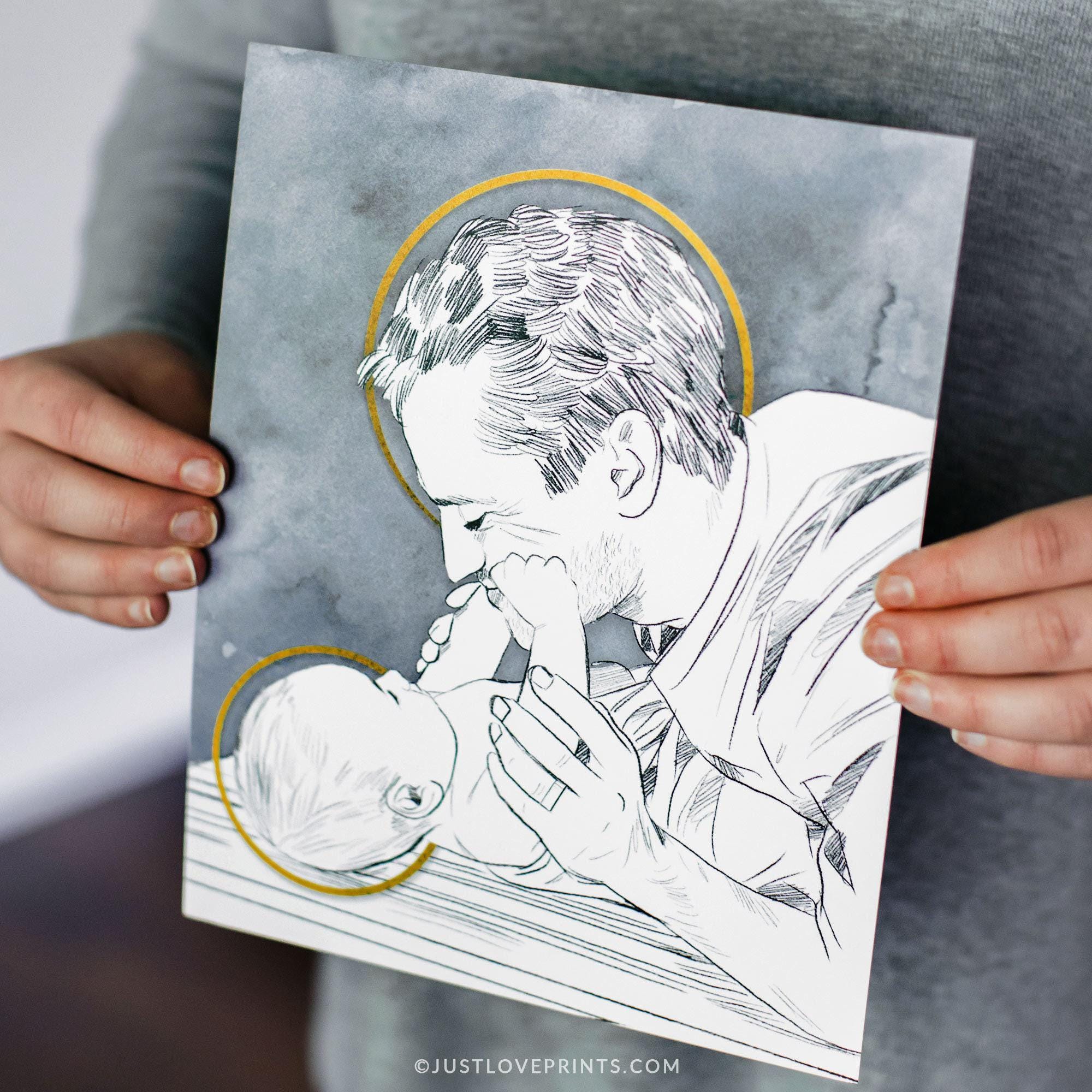 St. Joseph Playing With Baby Jesus | Catholic Father's Day Gift ...