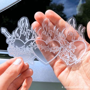 Holy Family Hearts Car Window Sticker, Large Sticker, 100% Weatherproof, Catholic Car Decal, Catholic Vinyl Sticker, Catholic Mom Gift image 1