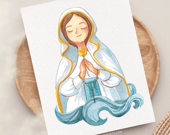 Our Lady of Lourdes Greeting Card, Catholic Cards, Catholic Stationery, Catholic Mothers Day Card, Catholic Mom Gift, Catholic Confirmation