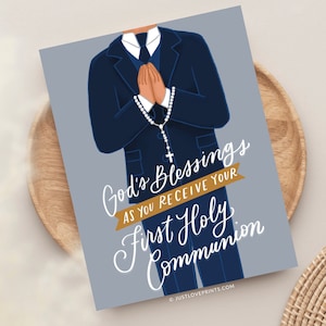 Boy First Holy Communion Greeting Card, Christian Greeting Card, Catholic Greeting Card, First Holy Communion Gift, Catholic Boy Gift