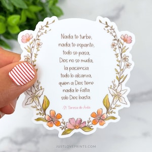 SPANISH St. Teresa of Avila Prayer Vinyl Sticker, Nada Te Turbe Prayer, St Teresa de Avila, Spanish Mom Gift Bild 1