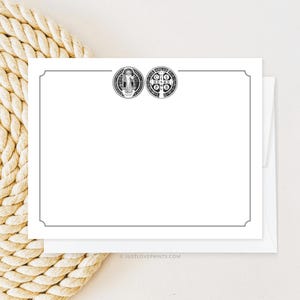 St. Benedict Medal Note Card Pack, Catholic Priest Gift, Catholic Husband Gift, Catholic Teacher Gift, Benedictine, Catholic Stationery