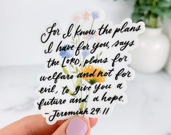 For I Know The Plans I Have for You Vinyl Sticker, Jeremiah 29:11, Catholic Mom Gift, Christian Mother's Day, Catholic sticker,