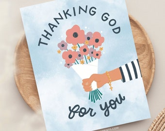 Thanking God for You Greeting Card, Religious Thank You Card, Christian Card, Catholic Card, Catholic Mom Card, Mother's Day Card