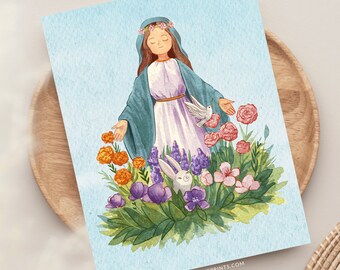 Mary's Garden Greeting Card, Catholic Mom Card, Catholic Communion Card, Catholic Confirmation Card, Catholic Baby Nursery, Catholic Baby