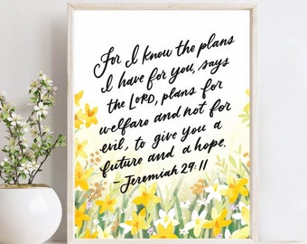 For I Know The Plans I Have for You Print (Yellow Florals)