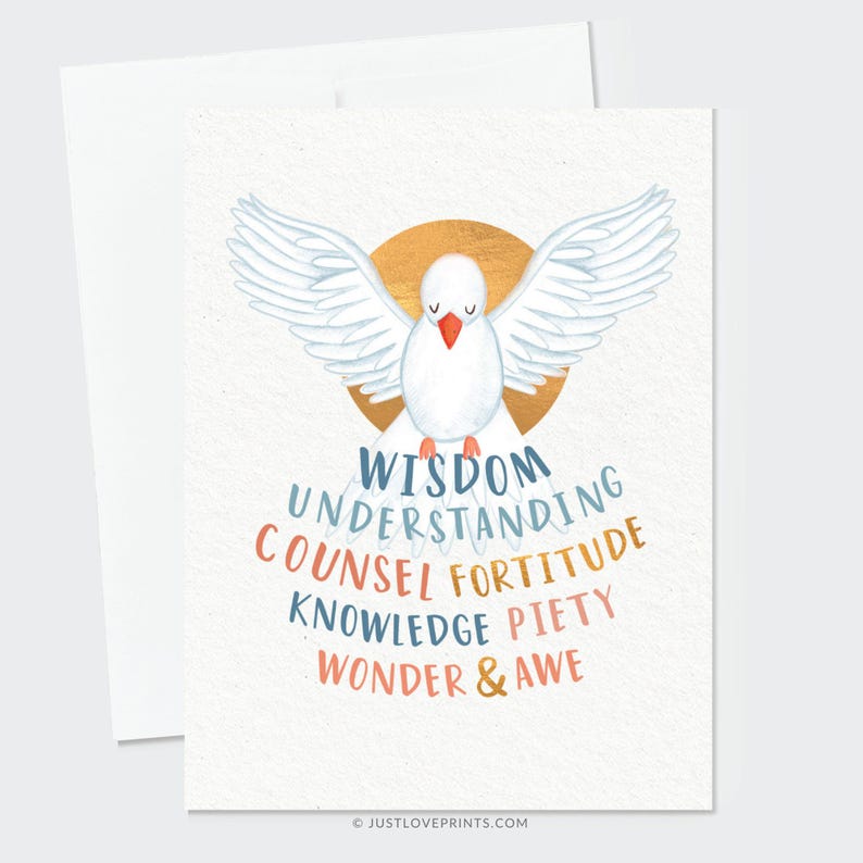 Gifts of the Holy Spirit Greeting Card, Catholic Confirmation Card, Catholic RCIA Card, Catholic Greeting Card, Catholic Priest Card image 3