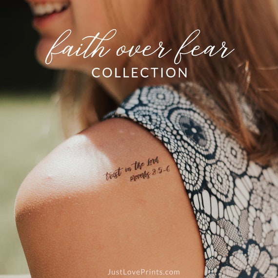 Temporary Tattoos Faith Over Fear Collection Christian | Etsy