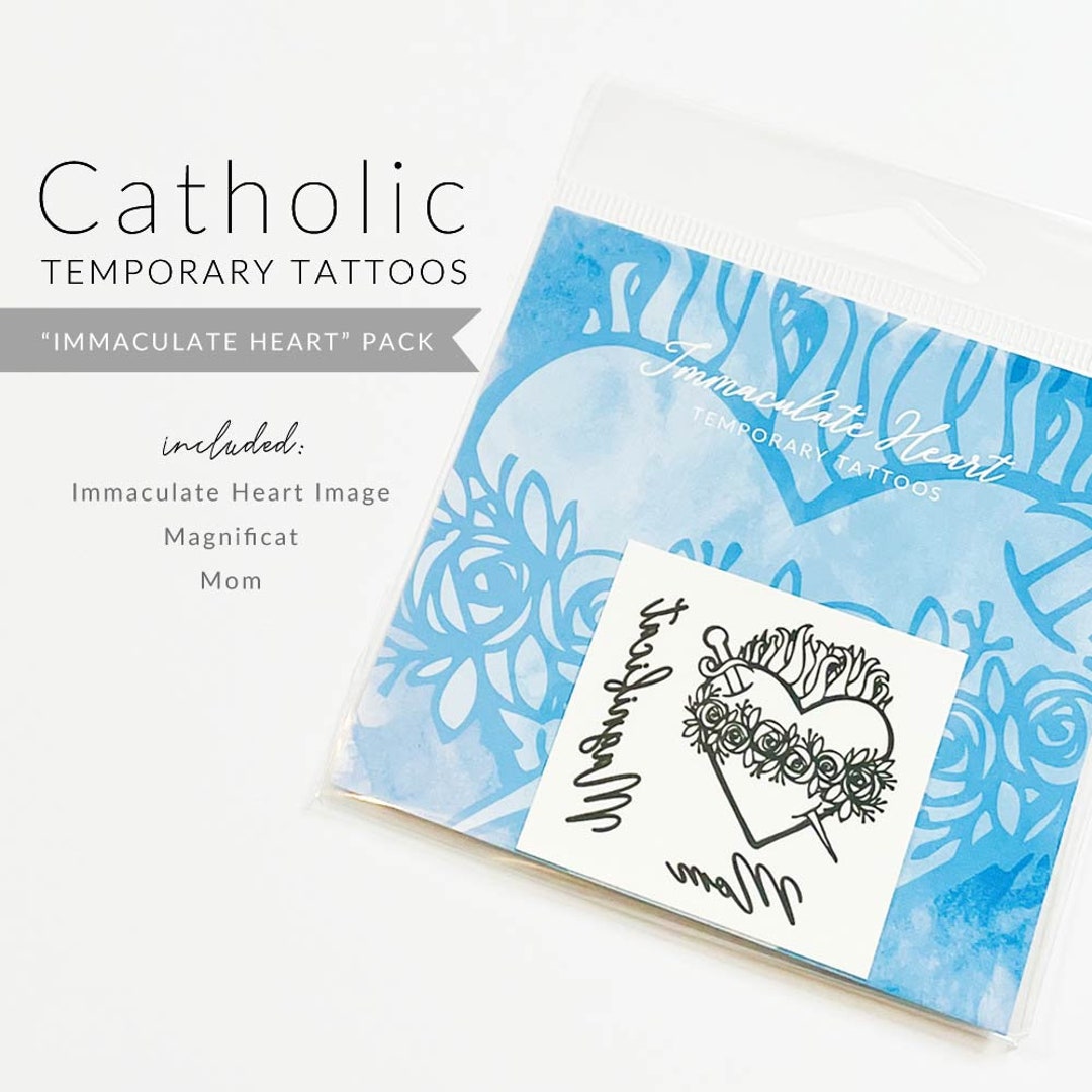 Temporary Tattoos Immaculate Heart Collection Blessed Etsy