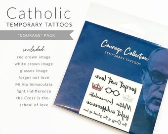 Temporary Tattoos | Courage Collection - Saint Maximilian Kolbe | Catholic Tattoos