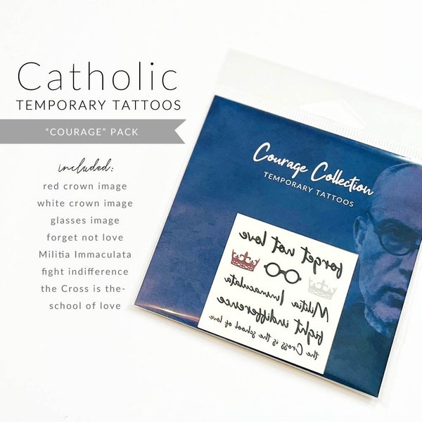 Temporary Tattoos | Courage Collection - Saint Maximilian Kolbe | Catholic Tattoos